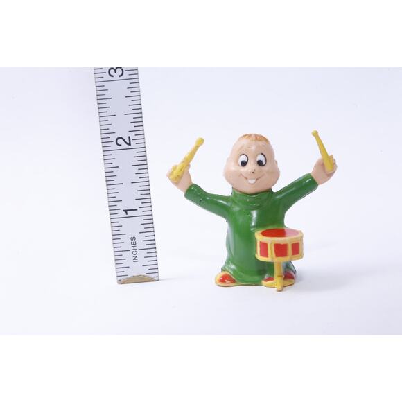 Alvin and the Chipmunks, Drummer, Toy, Little, PVC Figure, Green Outfit, Drums, - Picture 3 of 3